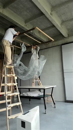 Art Daily Dose on Instagram: "Palaiciuc Tatiana is primarily known for her expressive paintings focused on the human figure and sensuality. In this body of work, she steps into sculpture, shaping metal wire mesh by hand, molding, compressing, and stitching separate sections together to form raw, emotionally charged figures. Her sculptural practice explores tension, vulnerability, and self-restraint through texture and form, translating inner states into physical presence using an industrial, unf