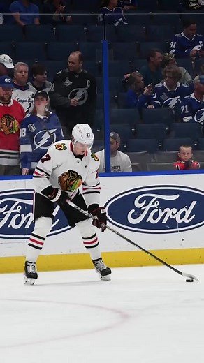 Lil’ puck gift from Lukas Reichel. 🎁 | NHL