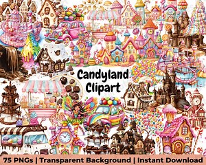 Candyland Clipart, Gingerbread House Clipart, Lollipop Sweets, Candy Birthday Party Sublimation, Dessert Clipart, Sugarland, Candyland House - Etsy