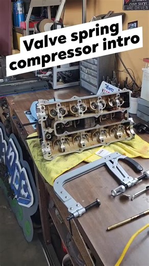 Time to remove the valves and springs from the cylinder head. The tool we're gonna use is a valve spring compressor, specifically for this head we need one that is able to reach down into the lifter recess since it's a DOHC bucket lifter style head. Other tools that are good to have a round are a pocket screwdriver and pocket magnet. #valvespring #valvespringcompressor #cylinderhead #cylinderheaddisassembly #mazdab2200 #b2200 #minitruck #minitruckin #MinisOnDaRise #minitruckinaintdead #headgaske