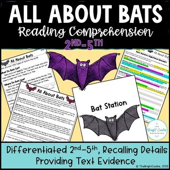 All About Bats | Fall Reading Comprehension Passages | Bat Stories | Elementary