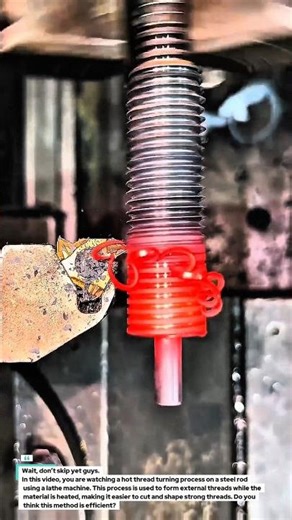 Hot Thread Turning Process on Steel Rod | Lathe Machining Technique.