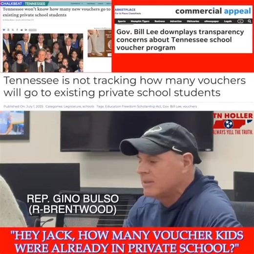 WATCH: “Hey Jack, how many voucher kids were already in private schools?” As @GovBillLee pushes for 20,000 MORE vouchers, @SenJohnson @LeeReevesTN & Republicans won’t answer why they won’t track how many are ALREADY in private🙈 (Hint: most of them. A coupon for the wealthy) | The Tennessee Holler