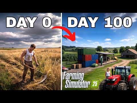 I Survived 100 DAYS on the FLAT MAP with $0! Farming Simulator 25