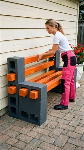 Look what she built in the backyard with just blocks and wood.