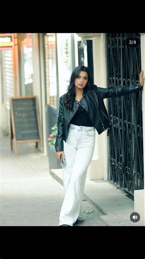 Leather jacket, windswept hair, and a gaze that owns the night. 🖤⚡✨. #EmaanKhan #IshqManch