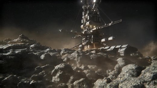 Anchored to the barren surface of an asteroid, a colossal mining rig tears into mineral-rich veins with relentless precision. Sparks and dust scatter into the void as conveyor arms feed raw ore into open silos, their metallic bins glowing faintly from freshly unearthed rock. Cargo containers rise slowly on tethered cranes, bound for orbiting shuttles waiting to haul the harvest away. Against the silent backdrop of stars, industry thrives in the most desolate of frontiers. #AIArt #AsteroidMining 