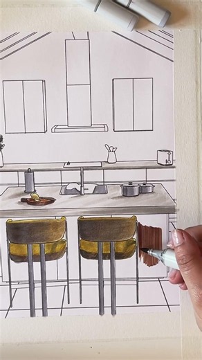 Coloring process: Interior design pages