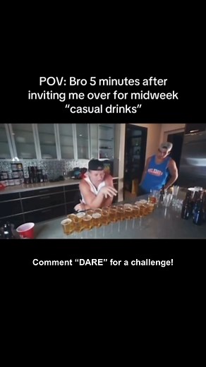 1.6K views | POV: Bro invites me over for casual midweek drinks… 5 minutes later he’s “too tired” and “just chilling.” 﫠 Comment “DARE” if your crew’s plans never go as planned. #DrinkingDojo | DrinkingDojo | Facebook