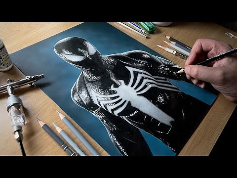 Spiderman 2 Black Suit Drawing | Best Symbiote Art Time-Lapse
