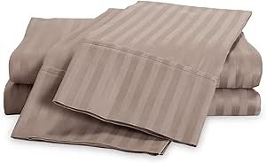 300 Thread Count - Egyptian Cotton Striped Sheet Set by ExceptionalSheets, Split King, Grey