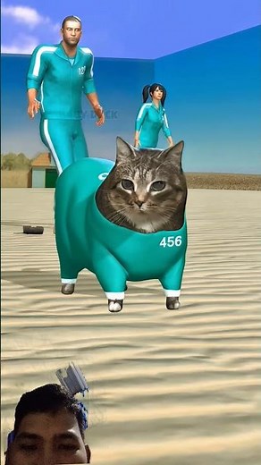 Spinning cat in Squid Game #squidgame #babyduck #shorts