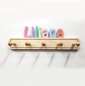 Colorful Kids Coat Rack With Personalized Name - Fast Delivery - Etsy