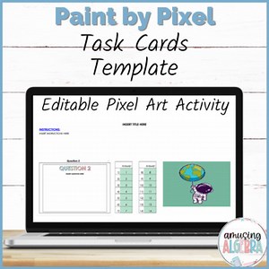 EDITABLE Pixel Art Task Cards Template Astronaut