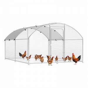 YOKWOK Large Metal Chicken Coop Chicken Run Hen Rabbit Duck House with Waterproof Cover for Outdoor Walk-in Poultry Cage Back Yard, Dome Roof(10’ W x 13.1’ L x 6.4’ H)