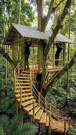 Brilliant Bamboo Treehouse Build You Have to See #satisfying #treehouse #construction