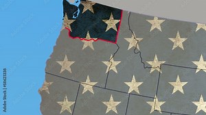 Washington state pull out, smooth USA map, all states available