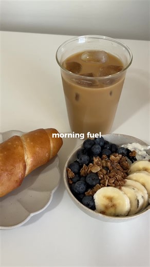 all a girl needs in the morning is an iced latte, salt bread, and a black sesame yogurt bowl #morningvlog #yogurtbowl #blacksesame #icedlatte #cozyhome