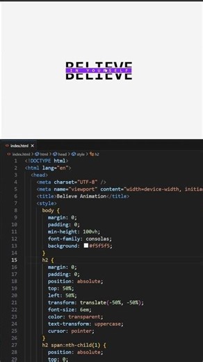 CSS Animation Text Effect | HTML & CSS Only #shorts #coding