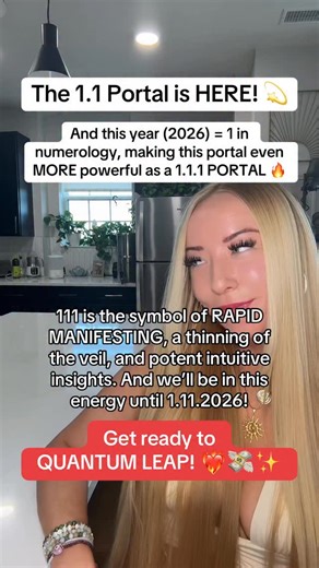 Abby Mahnke ✨ Quantum Healer + Intuitive Spiritual Guide on Instagram: "Comment “PORTAL” ❤️‍🔥💸💫✨ And I’ll send you my FREE Timeline Shifting Guide + Activation to tap into this potent energy and shift your reality!! 🔥 The 1.1 portal this year is EVEN MORE POWERFUL because 2026 is a year 1 in numerology, making this year a 1.1.1-1.11.1 PORTAL!!! Do NOT miss out on this potent energy for manifesting! (Peeps in my HT app - there is a powerful activation coming ❤️) Are you feeling this energy?! 