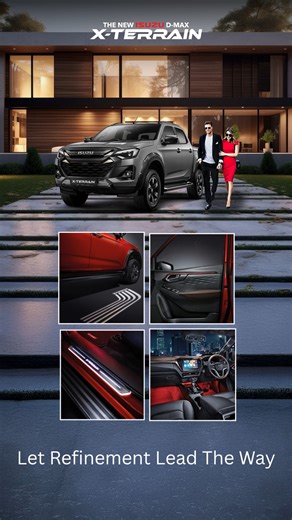 Let Refinement Lead The Way | Isuzu D-Max Malaysia In a world where details matter, the new Isuzu D-Max X-Terrain leads with distinction. Every refinement has been carefully designed to elevate your journey — turning every drive into a statement of premium lifestyle. The new Welcome Light, a first-in-class feature, projects a striking X-Terrain logo with motif pattern onto the ground as you approach with the key. It enhances safety and adds a distinctive premium touch, especially in dim surround