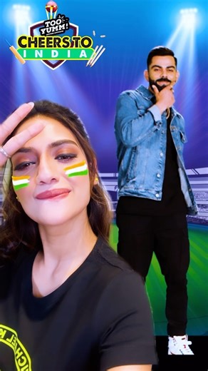 Fully geared up with my Too Yumm! Cheers to India range to elevate my cheering game for Team India! 🏏 So, grab yours now! And get a chance to win great prizes🤩 #CheersToIndia #BleedBlue #KingKohli #WorldCup2023 #MasaledaarCelebrations #ContestAlert #TooYumm | Nussrat Jahan