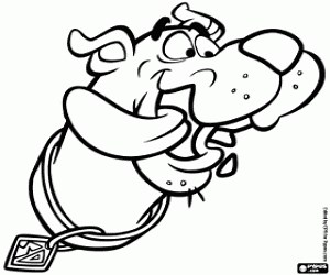Scooby Doo with the tongue out coloring page printable game