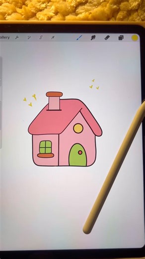 Cute House Digital Art on iPad 🎨 | Procreate #shorts #viralvideo #digitalart #trending #youtube