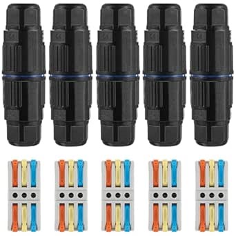 Kingdder 5 Pcs Ip68 Waterproof Outdoor Junction Box 5 Pcs 3 Way Waterproof Electrical Connectors Replaceable Outdoor for Awg 28-12