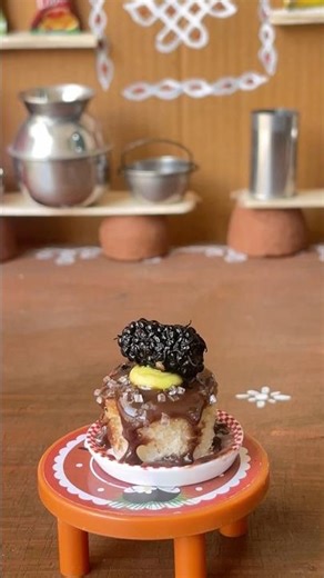 Tiny Chocolate Cake 🍫🫐 | Mini Kitchen Dessert | #Shorts #minidessert #minikitchen #minicake