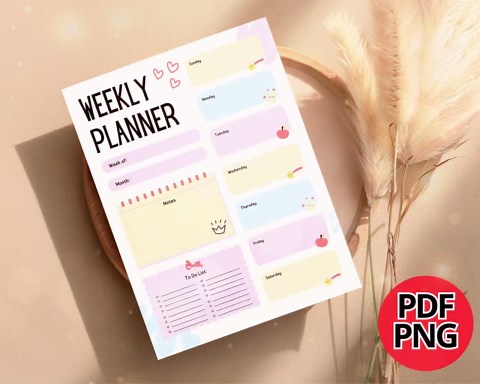 5 Weekly Planner Printables | Instant Download PDF   PNG | Ready to Print - Etsy
