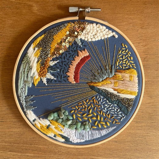 Abstract Embroidery Art - Blue - Etsy