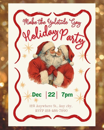 Editable LGBTQ2  Holiday Party Invitation Template, 'make the Yuletide Gay', Printable Invitation, Instant Download, Canva Customizable - Etsy