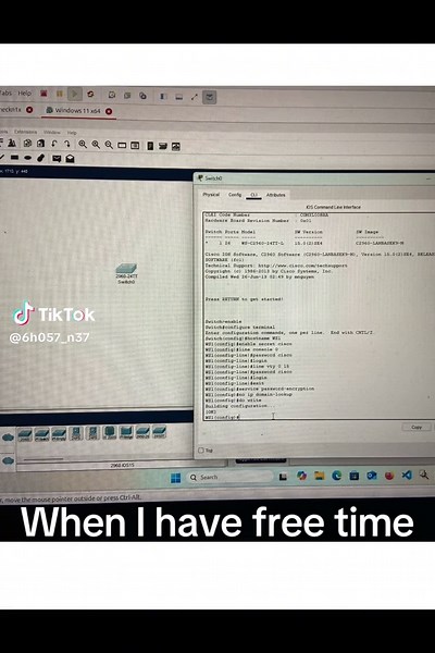 as long as I have some time I will continue to do my little network labs configuring a switch for a basic wlan network testing ping on a pc to verify connection #cisco #networking #cisconetworking #packettracer #ngs3 #tcpip #tcpipprotocols