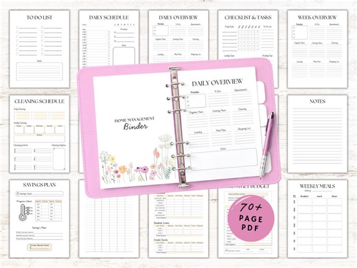 Printable Home Management Binder: All in One Planner Daily Weekly Monthly Yearly Life Binder Instant Digital Download - Etsy