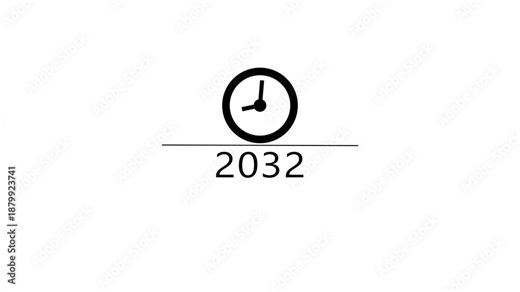 Counting clock animation. Counting new year's clock number. Counting years from 2026 to 2038 animation.