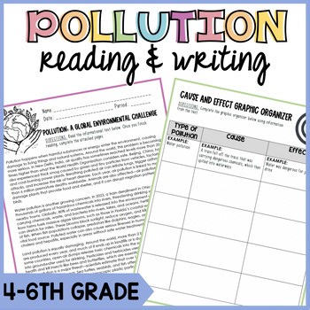 Pollution Informational Reading Activity with Differentiation | 5-6th Grade