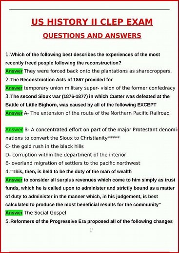 Us History Ii Clep Exam Latest Actual Questions And Verified video