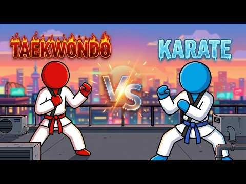 Taekwondo vs Karate: Stickman Epic Fighting Battle!!