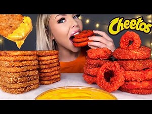 ASMR HOT CHEETOS ONION RINGS, CHEESY HASH BROWN, CRUNCHY EATING SOUNDS MUKBANG 먹방 *COOKING & EATING*