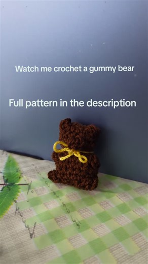 R1: Magic ring, 6sc R2: inc (12) R3: 3 sc, bobble stitch, 3 inc, bobble stitch, 4sc (15) R4: sc around (15) R5: 7sc, bobble stitch, 7sc, (15) R6: 1sc, 1 decrease R7: 1sc, 1 increase (15) R8: 5sc, bobble stitch, 4sc, bobble stitch, 4sc (15) R9: sc around (15) R10: sc around (15) R11: 6sc, bobble stitch, 4sc, bobble stitch, 3sc (15) R12: 1sc, 1 decrease Stuff Close (For the bobble stitch add 5 on hook) #yarntok #crochet #gummybear #amigurumi