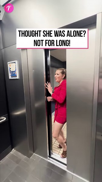 Woman in red dress caught dancing in elevator | Fabiosa Daily