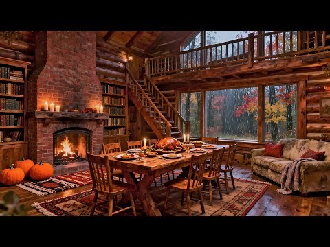 Cozy Cabin Fireplace & Autumn Rain — Relaxing Ambience for Sleep, Study & Deep Rest