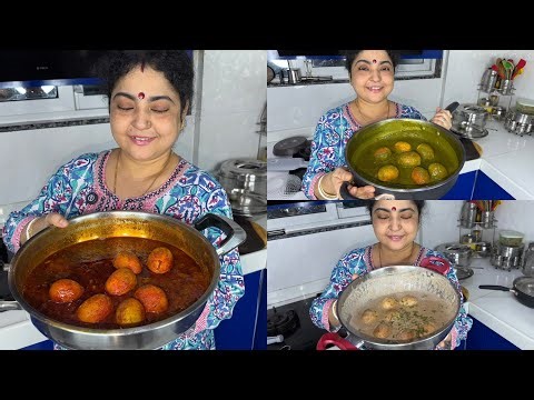 3 TYPES OF EGG CURRY RECIPES, SPICY LAL EGG CURRY, CREAMY WHITE EGG CURRY AND HARIYALI EGG CURRY
