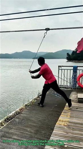 Rope Rescue: Worker Helps Stranded Cable Car Rider