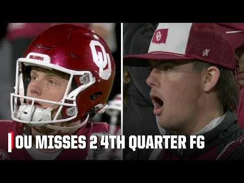 OU kicker Tate Sandell misses 2 clutch FGs after hitting 24-straight | ESPN College Football