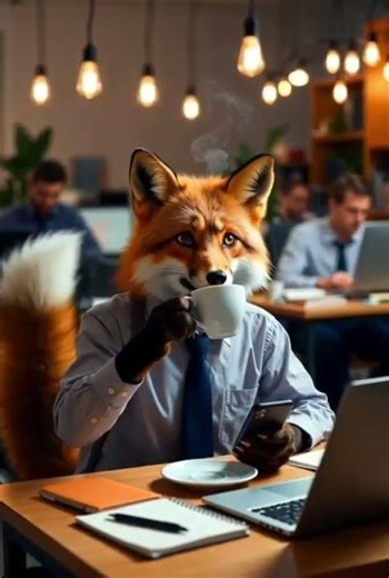 Fox Software Engineer coding on a sleek laptop in a modern office