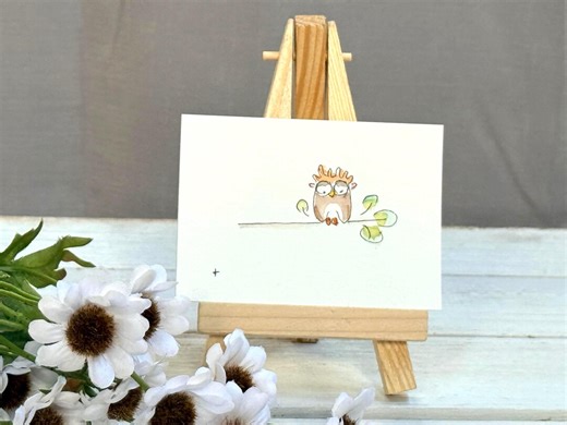 Mini Watercolor Owl Painting | Whimsical Miniature Art | 2.5x3.5 | Owl Watercolor | Tree Art - Etsy