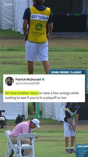 Chris Gotterup's caddie -- also his brother, Patrick -- got some work in too.