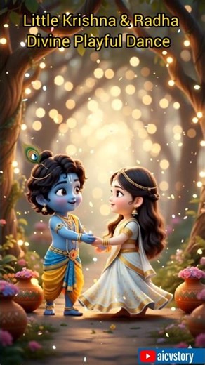 Little Krishna & Radha – Divine Playful Dance#love #viral #trending #shorts